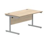 Polaris Rectangular Single Upright Cantilever Desk 1400x800x730mm Canadian Oak/Silver KF821700 KF821700