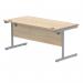 Polaris Rectangular Single Upright Cantilever Desk 1600x800x730mm Canadian Oak/Silver KF821710 KF821710