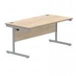 Polaris Rectangular Single Upright Cantilever Desk 1600x800x730mm Canadian OakSilver KF821710 KF821710