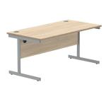 Polaris Rectangular Single Upright Cantilever Desk 1600x800x730mm Canadian Oak/Silver KF821710 KF821710