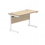 Polaris Rectangular Single Upright Cantilever Desk 1200x600x730mm Canadian Oak/White KF821720 KF821720