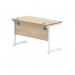 Polaris Rectangular Single Upright Cantilever Desk 1200x600x730mm Canadian OakWhite KF821720 KF821720