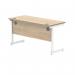 Polaris Rectangular Single Upright Cantilever Desk 1400x600x730mm Canadian Oak/White KF821730 KF821730