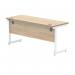 Polaris Rectangular Single Upright Cantilever Desk 1600x600x730mm Canadian Oak/White KF821740 KF821740