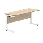 Polaris Rectangular Single Upright Cantilever Desk 1600x600x730mm Canadian Oak/White KF821740 KF821740