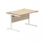 Polaris Rectangular Single Upright Cantilever Desk 1200x800x730mm Canadian Oak/White KF821750 KF821750