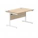 Polaris Rectangular Single Upright Cantilever Desk 1200x800x730mm Canadian Oak/White KF821750 KF821750