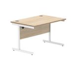 Polaris Rectangular Single Upright Cantilever Desk 1200x800x730mm Canadian Oak/White KF821750 KF821750