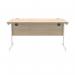 Polaris Rectangular Single Upright Cantilever Desk 1400x800x730mm Canadian Oak/White KF821760 KF821760