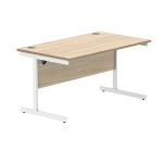 Polaris Rectangular Single Upright Cantilever Desk 1400x800x730mm Canadian Oak/White KF821760 KF821760