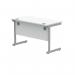 Polaris Rectangular Single Upright Cantilever Desk 1200x600x730mm Arctic White/Silver KF821780 KF821780