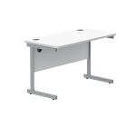 Polaris Rectangular Single Upright Cantilever Desk 1200x600x730mm Arctic White/Silver KF821780 KF821780