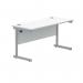 Polaris Rectangular Single Upright Cantilever Desk 1400x600x730mm Arctic White/Silver KF821790 KF821790