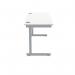 Polaris Rectangular Single Upright Cantilever Desk 1400x600x730mm Arctic White/Silver KF821790 KF821790