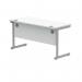 Polaris Rectangular Single Upright Cantilever Desk 1400x600x730mm Arctic White/Silver KF821790 KF821790