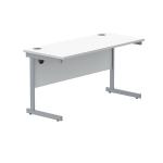 Polaris Rectangular Single Upright Cantilever Desk 1400x600x730mm Arctic White/Silver KF821790 KF821790