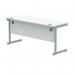 Polaris Rectangular Single Upright Cantilever Desk 1600x600x730mm Arctic White/Silver KF821800 KF821800