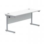 Polaris Rectangular Single Upright Cantilever Desk 1600x600x730mm Arctic WhiteSilver KF821800 KF821800