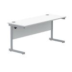 Polaris Rectangular Single Upright Cantilever Desk 1600x600x730mm Arctic White/Silver KF821800 KF821800