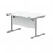 Polaris Rectangular Single Upright Cantilever Desk 1200x800x730mm Arctic White/Silver KF821810 KF821810