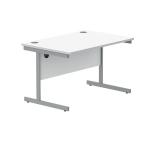 Polaris Rectangular Single Upright Cantilever Desk 1200x800x730mm Arctic White/Silver KF821810 KF821810