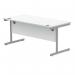 Polaris Rectangular Single Upright Cantilever Desk 1600x800x730mm Arctic White/Silver KF821830 KF821830