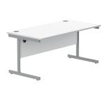 Polaris Rectangular Single Upright Cantilever Desk 1600x800x730mm Arctic White/Silver KF821830 KF821830