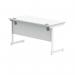 Polaris Rectangular Single Upright Cantilever Desk 1400x600x730mm Arctic White/Arctic White KF821850 KF821850