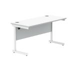 Polaris Rectangular Single Upright Cantilever Desk 1400x600x730mm Arctic White/Arctic White KF821850 KF821850