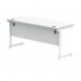 Polaris Rectangular Single Upright Cantilever Desk 1600x600x730mm Arctic White/White KF821860 KF821860