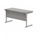 Polaris Rectangular Single Upright Cantilever Desk 1200x600x730mm Alaskan Grey Oak/Silver KF821900 KF821900