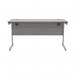 Polaris Rectangular Single Upright Cantilever Desk 1400x600x730mm Alaskan Grey OakSilver KF821910 KF821910