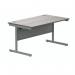 Polaris Rectangular Single Upright Cantilever Desk 1400x800x730mm Alaskan Grey Oak/Silver KF821940 KF821940