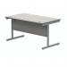 Polaris Rectangular Single Upright Cantilever Desk 1400x800x730mm Alaskan Grey Oak/Silver KF821940 KF821940