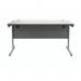 Polaris Rectangular Single Upright Cantilever Desk 1400x800x730mm Alaskan Grey Oak/Silver KF821940 KF821940