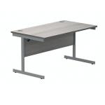 Polaris Rectangular Single Upright Cantilever Desk 1400x800x730mm Alaskan Grey Oak/Silver KF821940 KF821940