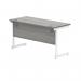 Polaris Rectangular Single Upright Cantilever Desk 1400x600x730mm Alaskan Grey Oak/White KF821970 KF821970