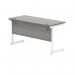 Polaris Rectangular Single Upright Cantilever Desk 1400x600x730mm Alaskan Grey OakWhite KF821970 KF821970