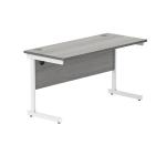 Polaris Rectangular Single Upright Cantilever Desk 1400x600x730mm Alaskan Grey Oak/White KF821970 KF821970