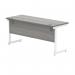 Polaris Rectangular Single Upright Cantilever Desk 1600x600x730mm Alaskan Grey Oak/White KF821980 KF821980