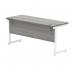 Polaris Rectangular Single Upright Cantilever Desk 1600x600x730mm Alaskan Grey OakWhite KF821980 KF821980