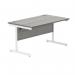 Polaris Rectangular Single Upright Cantilever Desk 1400x800x730mm Alaskan Grey OakWhite KF822000 KF822000