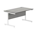 Polaris Rectangular Single Upright Cantilever Desk 1400x800x730mm Alaskan Grey Oak/White KF822000 KF822000