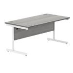 Polaris Rectangular Single Upright Cantilever Desk 1600x800x730mm Alaskan Grey Oak/White KF822010 KF822010