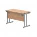 Polaris Rectangular Double Upright Cantilever Desk 1200x600x730mm Norwegian Beech/Silver KF822020 KF822020