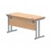 Polaris Rectangular Double Upright Cantilever Desk 1400x600x730mm Norwegian Beech/Silver KF822030 KF822030