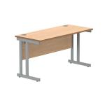Polaris Rectangular Double Upright Cantilever Desk 1400x600x730mm Norwegian Beech/Silver KF822030 KF822030