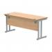 Polaris Rectangular Double Upright Cantilever Desk 1600x600x730mm Norwegian Beech/Silver KF822040 KF822040