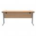 Polaris Rectangular Double Upright Cantilever Desk 1600x600x730mm Norwegian Beech/Silver KF822040 KF822040