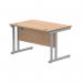 Polaris Rectangular Double Upright Cantilever Desk 1200x800x730mm Norwegian Beech/Silver KF822050 KF822050